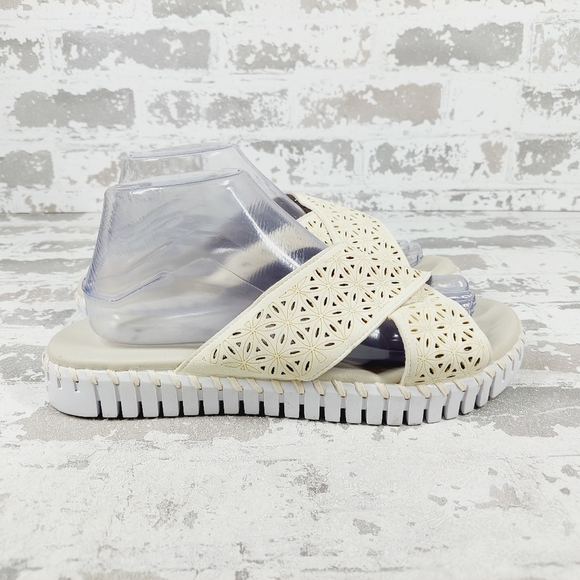 NEW Ilse Jacobsen Tulip Milk Cream Cross Band Sandals Slide W415 - Picture 5 of 11